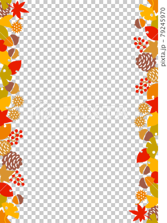 秋季堅果和樹葉的框架材料 79245970