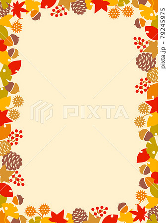 가을 열매와 잎 프레임 소재 - 스톡일러스트 [79245975] - Pixta