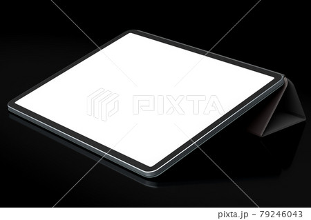 Computer tablet with cover case isolated on black background. 79246043