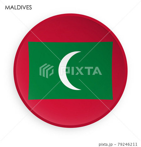 Maldives flag icon in modern neomorphism style. Button for mobile application or web. Vector on white background