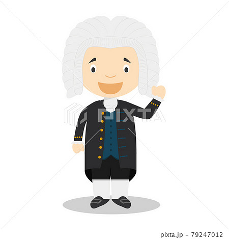 Johan Sebastian Bach cartoon character. Vector Illustration. Kids History Collection. 79247012