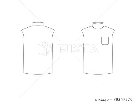 モックネックノースリーブ ポケット付き テンプレート 表裏　白 79247270