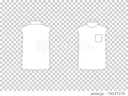 モックネックノースリーブ ポケット付き テンプレート 表裏　白 79247270