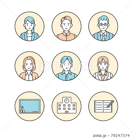 先生 教師 男女 アイコンセット イラスト素材のイラスト素材