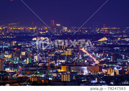 横浜方面の夜景　高尾山からの眺め 79247563