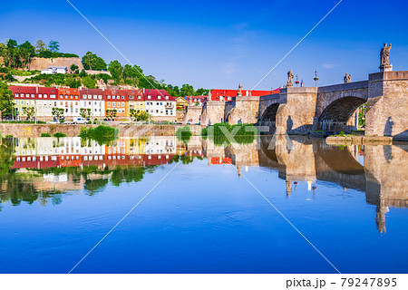 Wurzburg, Germany. Alte Mainbrucke on Main River, Bavaria 79247895