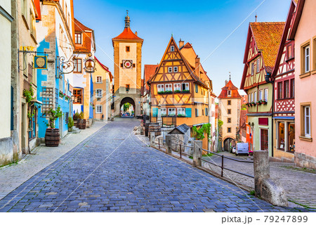 Rothenburg ob der Tauber - Historical Franconia in Bavaria, Germany. Rothenburg ob der Tauber - Historical Franconia in Bavaria, Germany. 79247899