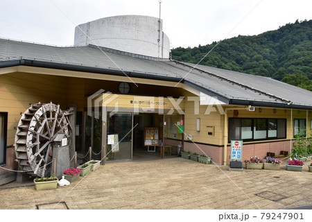 神奈川県立あいかわ公園　パークセンターと新緑山並み 79247901