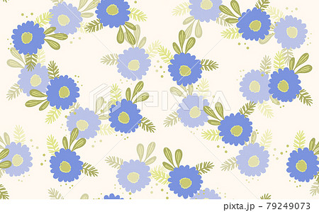Seamless floral pattern based on traditional folk art ornaments. Colorful flowers on light background. Scandinavian style. Sweden nordic style. Vector illustration. Simple minimalistic pattern 79249073