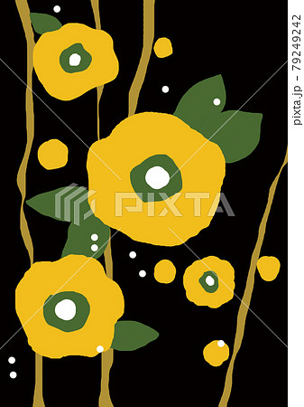 黒の背景　黄色の花　 79249242