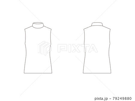 レディース モックネック ノースリーブ テンプレート 表裏　白 79249880