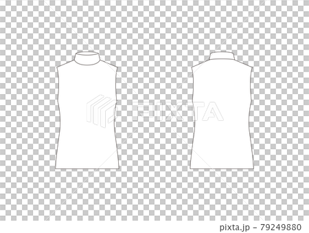 レディース モックネック ノースリーブ テンプレート 表裏　白 79249880