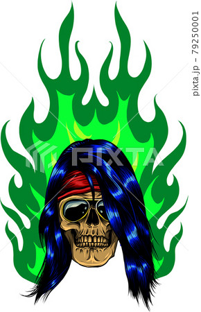 Skull on Fire with Flames Vector Illustration Skull on Fire with Flames Vector Illustration 79250001