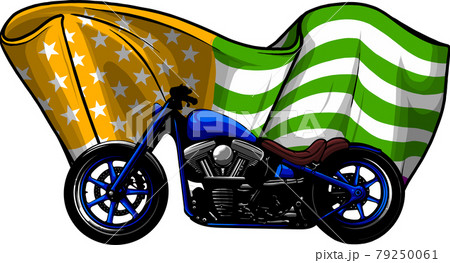 chopper motorcycle with american flag vector illustration 79250061