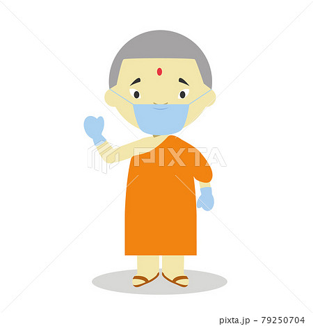 Buddhist Character From Nepal Dressed In The のイラスト素材