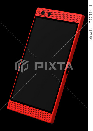 Front view of red smartphone with empty screen, concept of mobile gaming Front view of red smartphone with empty screen, concept of mobile gaming 79254411