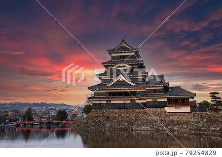 old castle in japan. Matsumoto castle against twilight sky 79254829