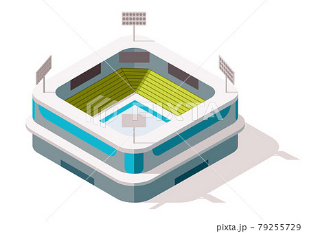 Isometric sport arena exterior. Place for biggest sport competitions. Vector icon or infographic element representing football basketball or hockey stadium building 79255729