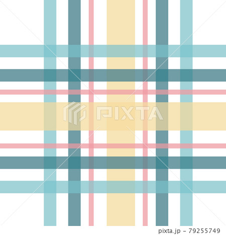 Pale Plaid in blue yellow pink on white seamless vector repeat 79255749