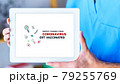 Tablet with visual information about the global virus and recommendations on how to prevent it 79255769