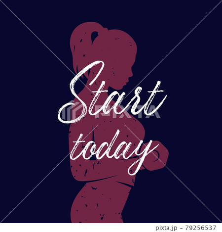 Start today, fitness girl training, poster design 79256537
