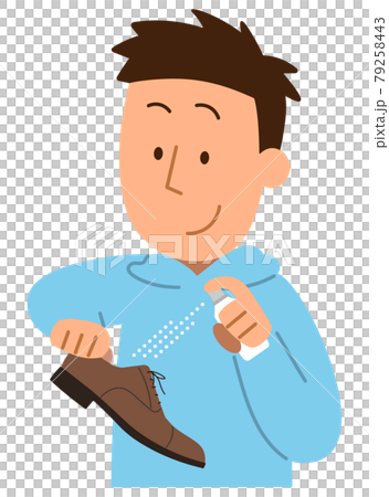 革靴にスプレーをかける男性1 革靴にスプレーをかける男性1 79258443