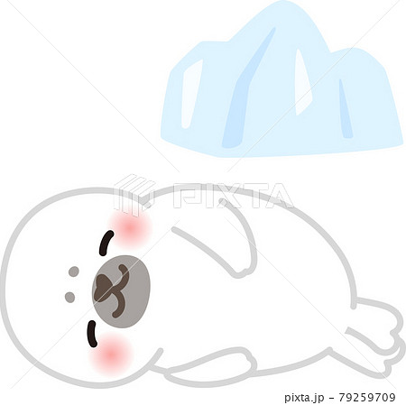寝転がっている白いアザラシの子供のイラスト素材