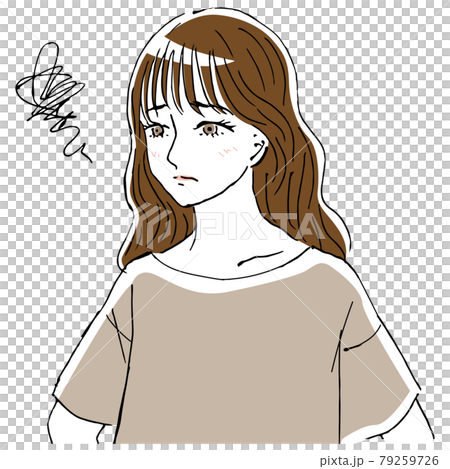 雑誌風女性の表情 ポーズ 不満のイラスト素材
