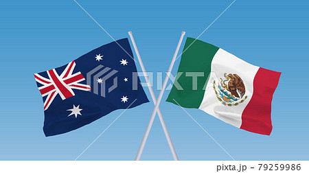 メキシコとオーストラリアの国旗 79259986