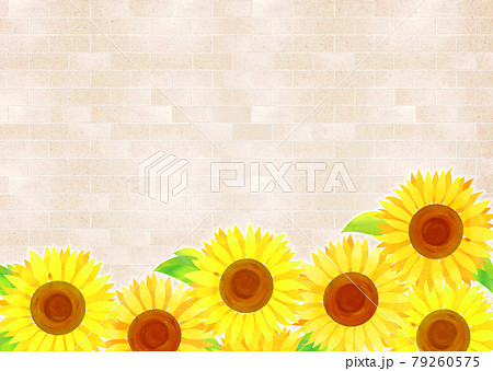 背景素材 ひまわり 向日葵 ブロック 壁面のイラスト素材
