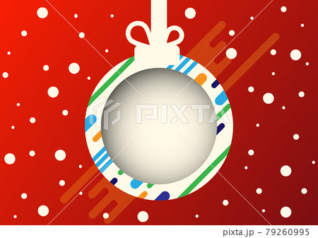 white christmas ball.Christmas tree ornaments with white ribbon bow There is an empty space in the middle to type text. 79260995