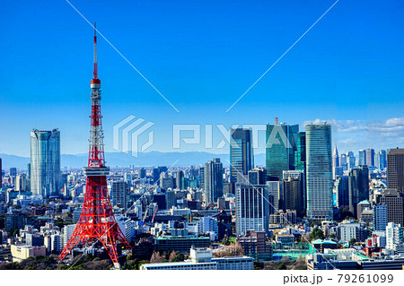 東京　2020年 景色　HDR 展望　展望台　俯瞰　遠景　昼間　快晴　青空　 79261099