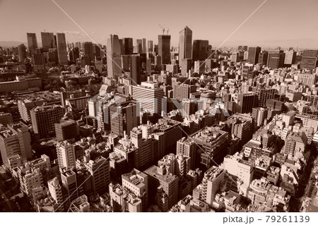 東京 2020年 景色 展望 展望台 俯瞰 遠景 昼間 快晴 青空 セピア 東京 2020年 景色 展望 展望台 俯瞰 遠景 昼間 快晴 青空 セピア 79261139