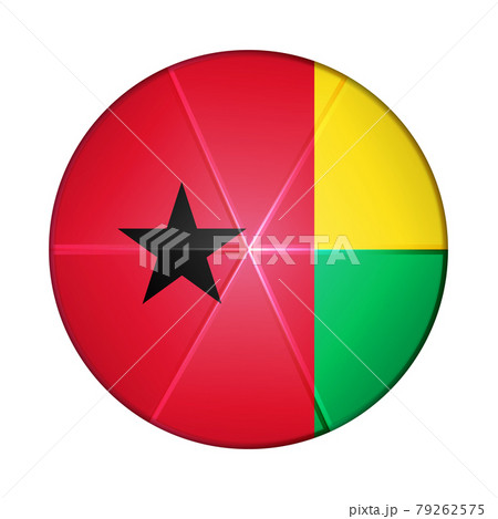 Glass light ball with flag of Guinea-Bissau. Round sphere, template icon. National symbol. Glossy realistic ball, 3D abstract vector illustration highlighted on a white background. Big bubble 79262575