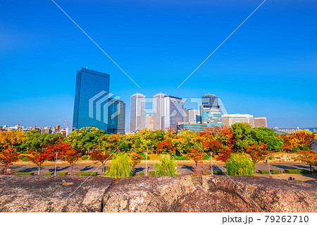 大阪ビジネスパークと秋の大阪城公園 79262710