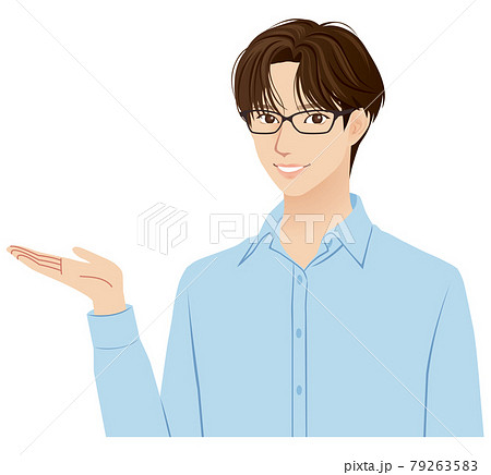 紹介する若い男性　爽やか 79263583