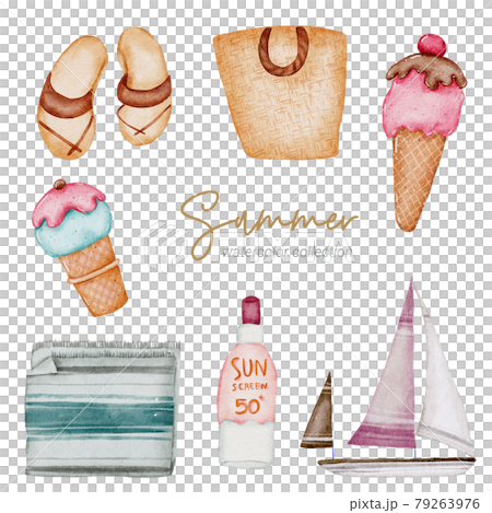 summer watercolor element collection 79263976