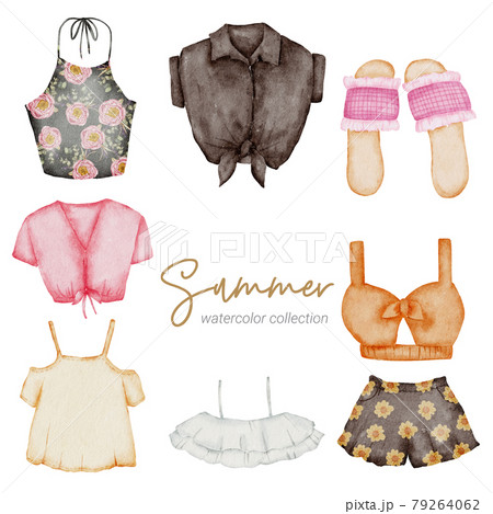 summer watercolor element collection 79264062