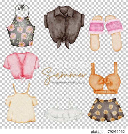 summer watercolor element collection 79264062