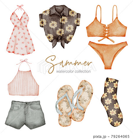 summer watercolor element collection summer watercolor element collection 79264065