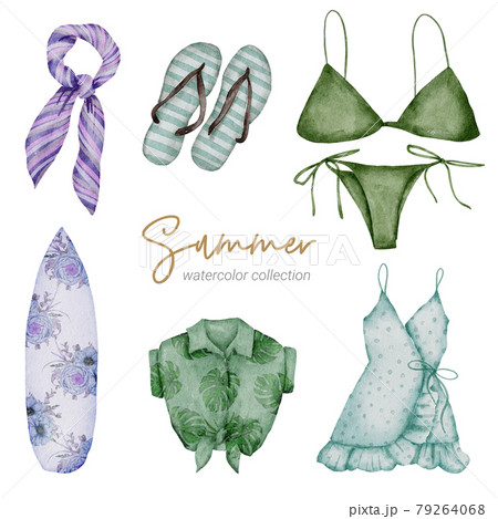 summer watercolor element collection 79264068