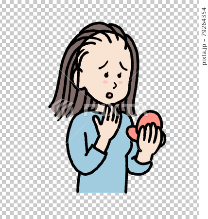 薄毛に悩む女性のイラストのイラスト素材