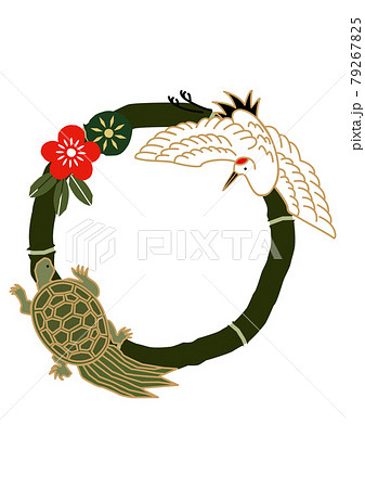 縁起物-鶴と亀のアイコン お正月のイラスト 健康長寿のシンボルの