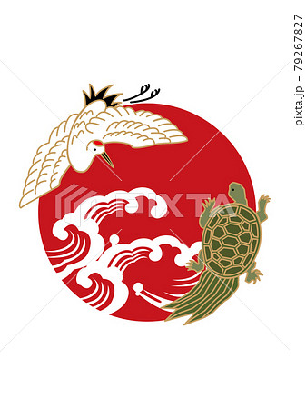 縁起物-鶴と亀のアイコン お正月のイラスト 健康長寿のシンボルの ...