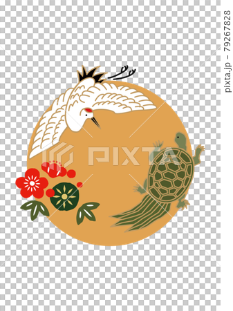 縁起物-鶴と亀のアイコン お正月のイラスト 健康長寿のシンボル 79267828