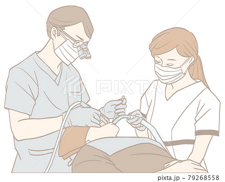 歯医者さんの治療(男性医師)パステルカラー 歯医者さんの治療(男性医師)パステルカラー 79268558