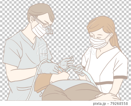 歯医者さんの治療(男性医師)パステルカラー 歯医者さんの治療(男性医師)パステルカラー 79268558