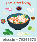 Tom yum kung and ingredients vector illustration. 79268678
