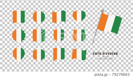 Flag of Ivory Coast Icon set in various shapes Vector illustration 79270663