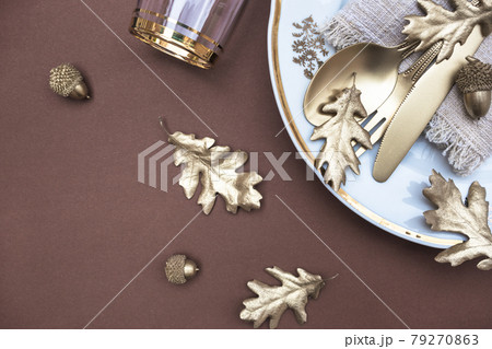 Creative autumn table setting Creative autumn table setting 79270863